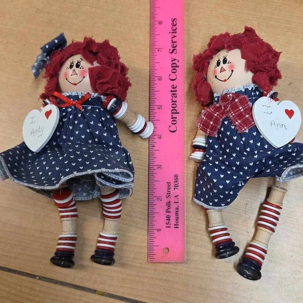 Raggedy Ann and Andy Dolls With Button Arms‎ And Legs Plus Little Golden Book